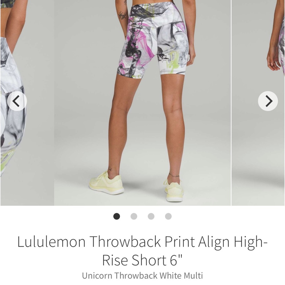Lululemon Athletica Unicorn Throwback White Multi Align Shorts 6”